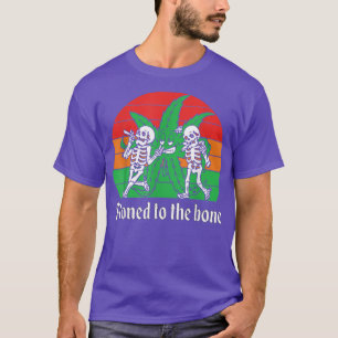 T-shirt Stoned to the Bone Skeleton Smoking Weed Vintage F