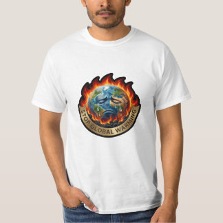 T-shirt Stop Global Warming Crying Earth Flame Environment