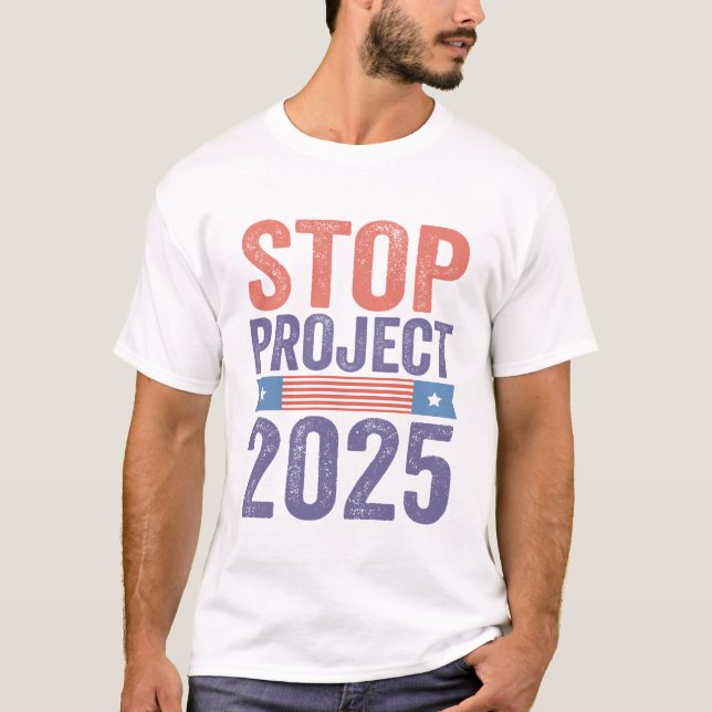 T-shirt Stop Project 2025 Trump American Patroitic (Devant)
