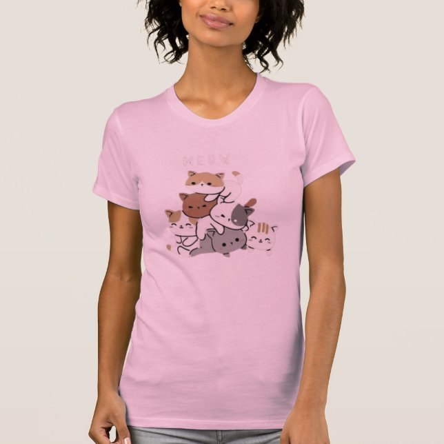 T-shirt "Stoppée de chats mignons 'Meow' Tee graphique pou (Devant)