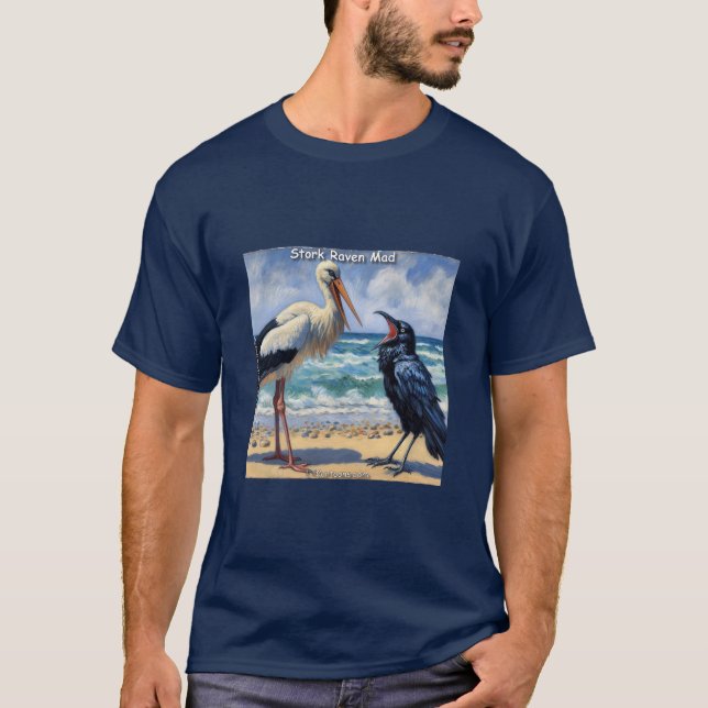 T-shirt Stork Raven Mad – Beach Bird Banter (Devant)