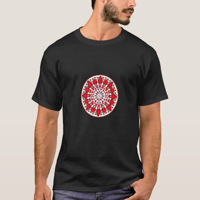 T-shirt Strawberry Mandala Red Berry Fruit Pattern Food (Devant)