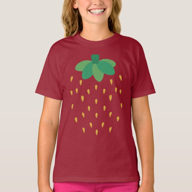 T-shirt strawberry with a red background (Devant)