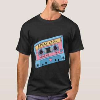 T-shirt STRAY KIDS Cute Retro Pastel Bande Bleu Pi