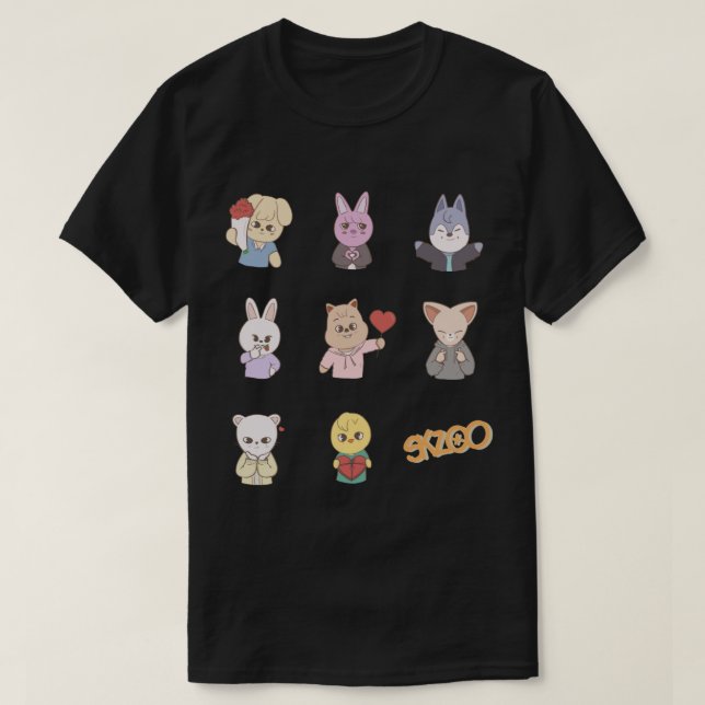 T-shirt Stray Kids SKZOO - Valentines Ver. Sticker.png (Design devant)