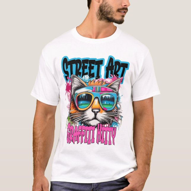 T-shirt Street art graffiti kitty 1 (Devant)