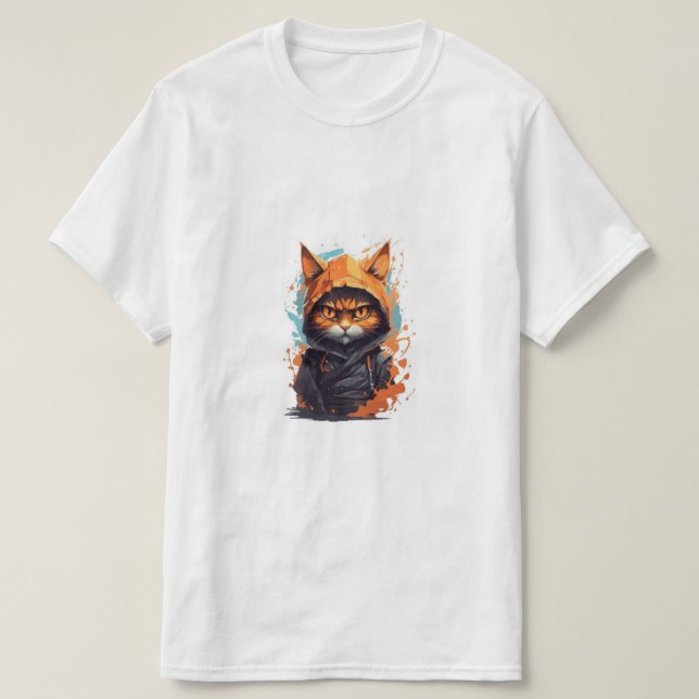 T-shirt Street cat warrior oragen hodie  (Design devant)