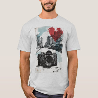 T-shirt Street Photographe avec heart et cityscape