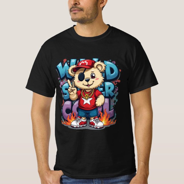 T-shirt Street Style Teddy – Wild Super Cool Graffiti Tee (Devant)