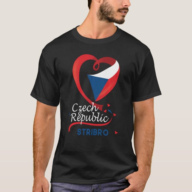 T-shirt Stribro République Tchèque Drapeau Cardiaque Lion  (Devant)