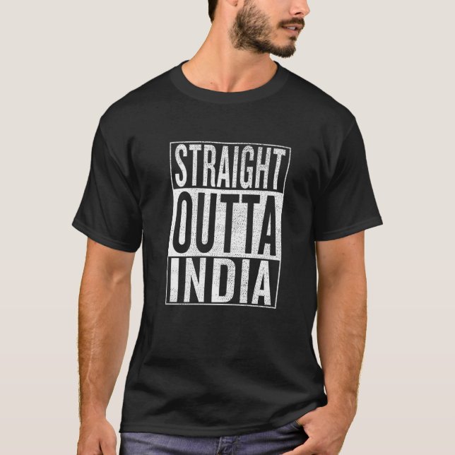 T-shirt Stright Outta India Great Travel (Devant)