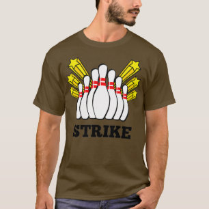 T-shirt Strike Bowling Impression Avec 10 Pins Et Étoiles 