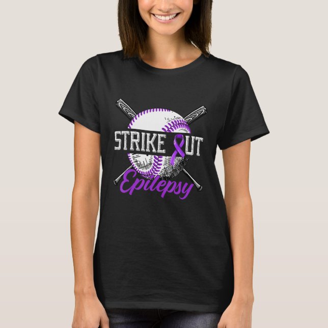T-shirt Strike Out Epilepsy Purple Baseball Epilepsy Aware (Devant)