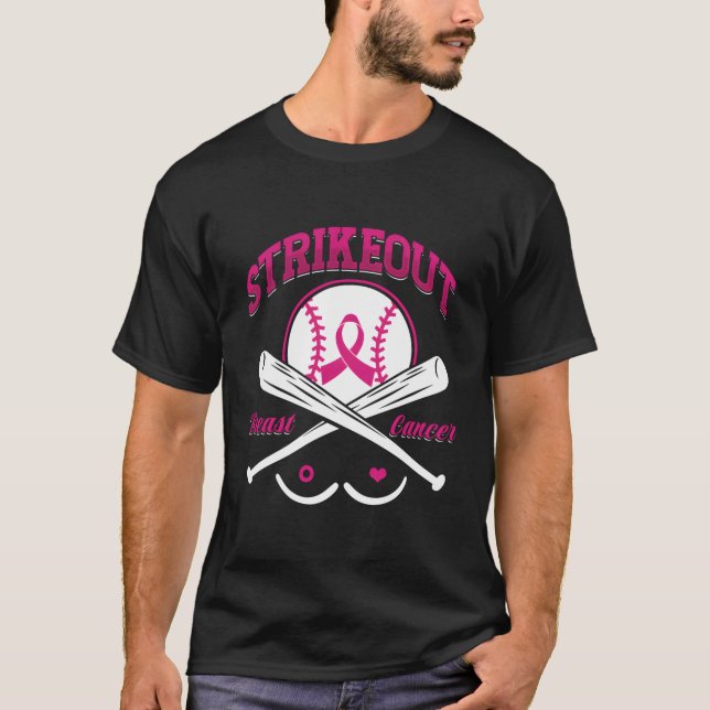 T-shirt Strikee Cancer du sein Sensibilisation Baseball Ba (Devant)