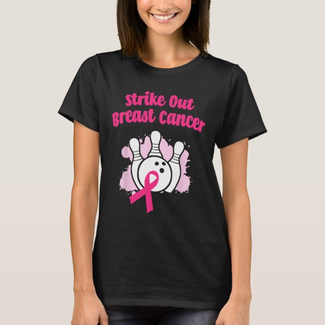 T-shirt Striout Breast Cancer Bowling Ruban rose (Devant)