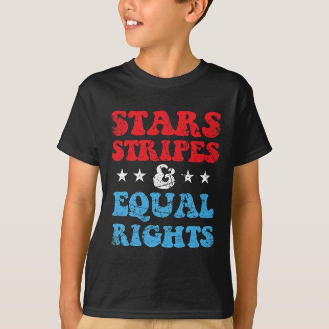 T-shirt Stripes Et Égalité Des Droits 4 Juillet Femmes Pat (Devant)