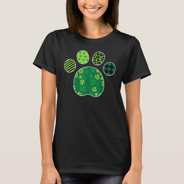 T-shirt Stripes Shamrock Leopard Plaid Paw St Patricks Day (Devant)