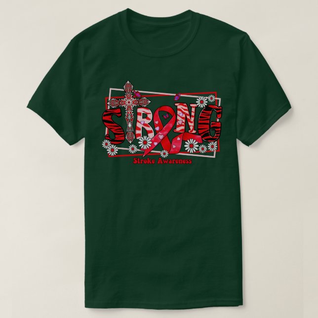 T-shirt Stroke Sensibilisation ruban croisé Forte espéranc (Design devant)