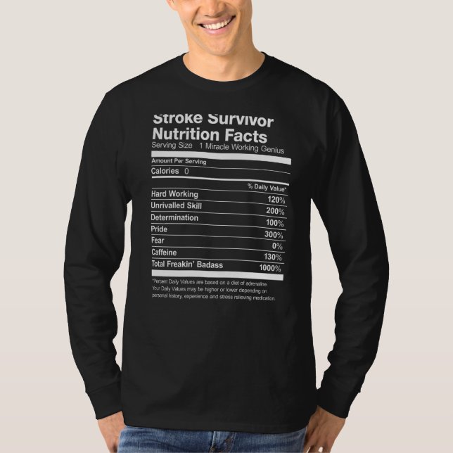 T-shirt Stroke Survivor Nutrition Facts Drôle (Devant)