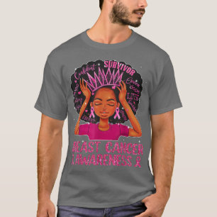 T-shirt Strong Smart Black Women Brast Cancer Survive Pin