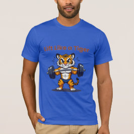 T-shirt **Strong Tiger – Cute Tiger Lifting Weights Illust