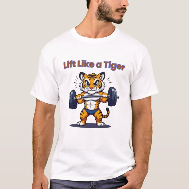 T-shirt **Strong Tiger – Cute Tiger Lifting Weights Illust (Devant)