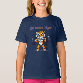 T-shirt **Strong Tiger – Cute Tiger Lifting Weights Illust