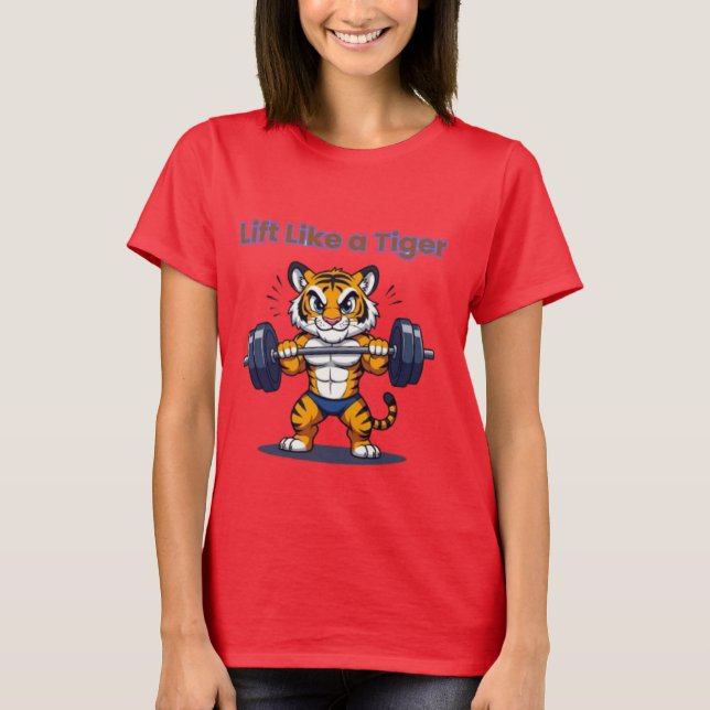 T-shirt **Strong Tiger – Cute Tiger Lifting Weights Illust (Devant)