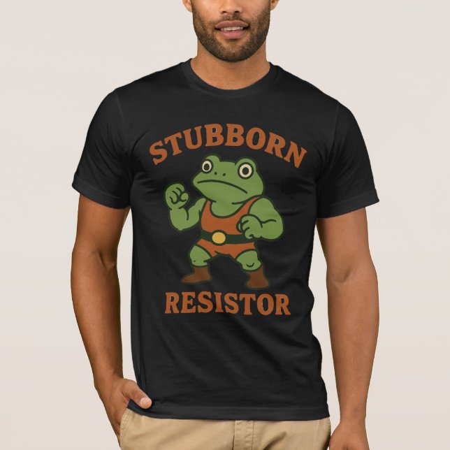 T-shirt  Stubborn Resistor - Motivational Frog Gym Tee (Devant)