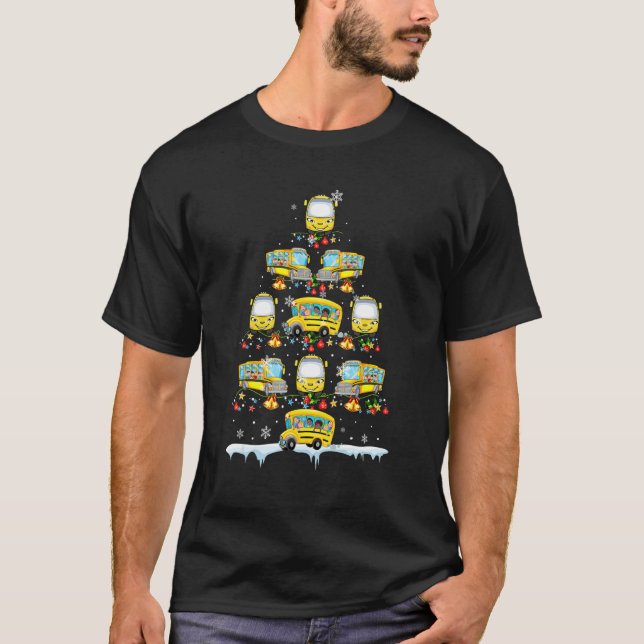 T-shirt Student Delivery School Bus Driver Christmas Xmas  (Devant)