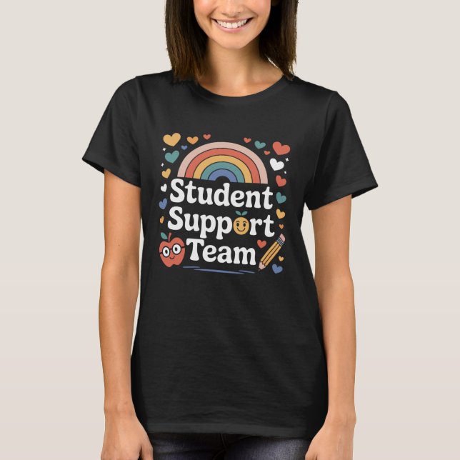 T-shirt Student Support Team Rainbow Back to School Crew (Devant)