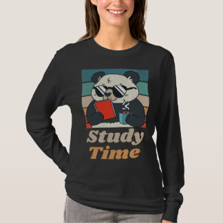 T-shirt Study Time Panda Bear Cute Retro Animal Student
