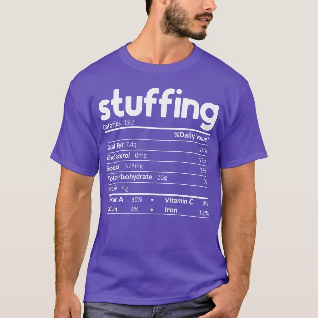 T-shirt Stuffing Food Nutrition Facts Funnyhanksgiving vin (Devant)