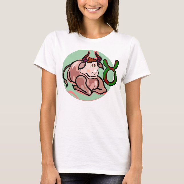 T-shirt Style années 1970 Peinture Taurus avec Symbole (Devant)