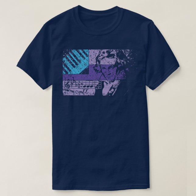 T-shirt Style années 80 Beethoven Drapeau avec 5ème Sympho (Design devant)