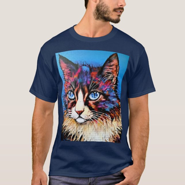 T-shirt Style Art de rue du Portrait de chat (Devant)