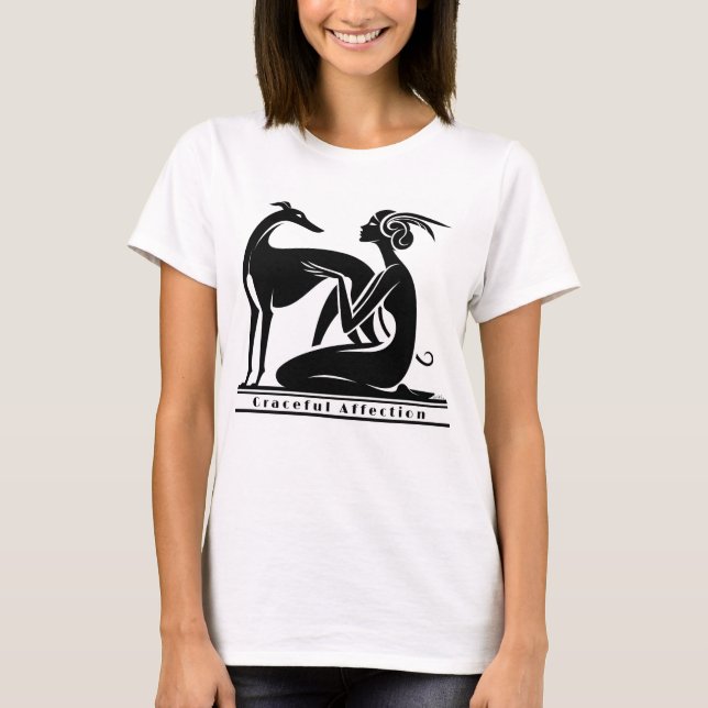 T-shirt Style Art Déco Greyhound Et Femme (Devant)