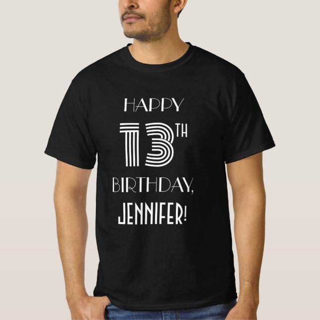 T-shirt Style Art Déco Inspiré 13ème Anniversaire (Devant)
