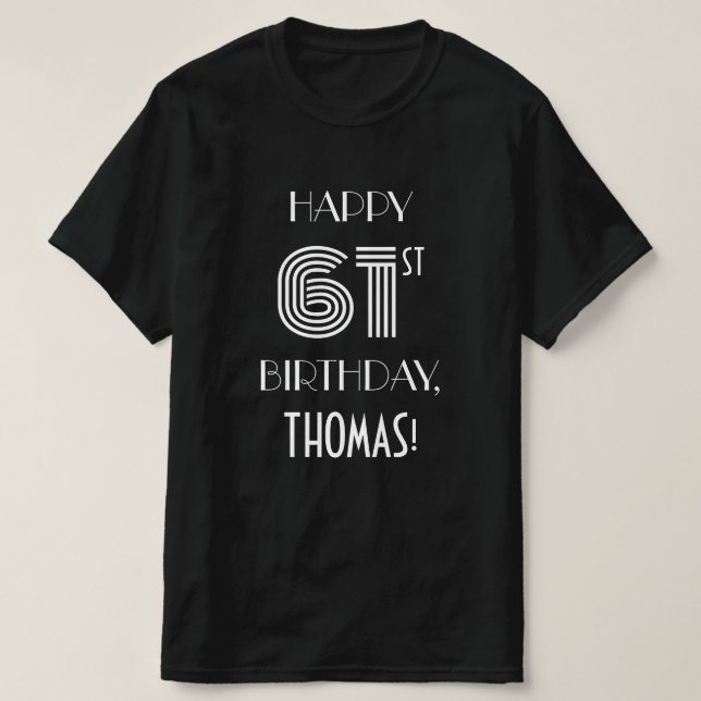 T-shirt Style Art Déco Inspiré 61e Anniversaire de la Fête (Design devant)