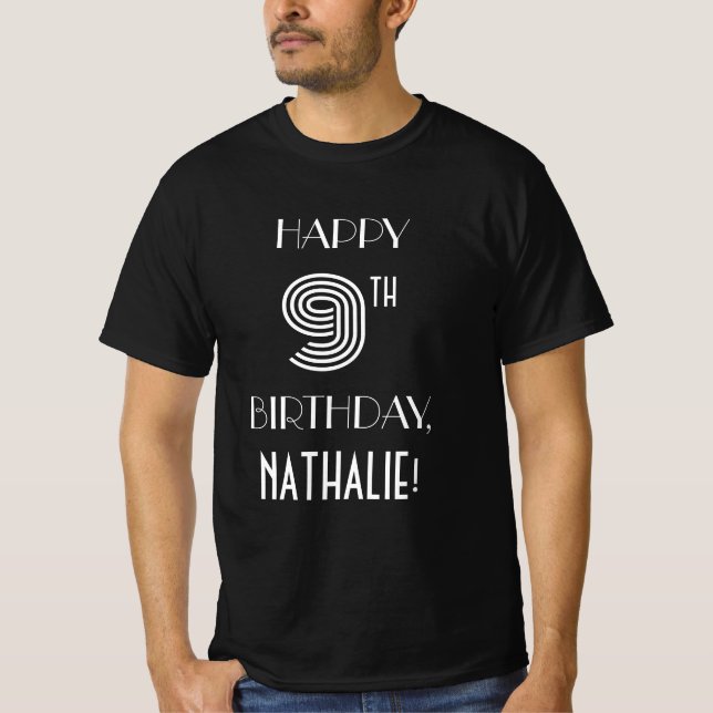T-shirt Style Art Déco Inspiré 9e Anniversaire Chemise de  (Devant)