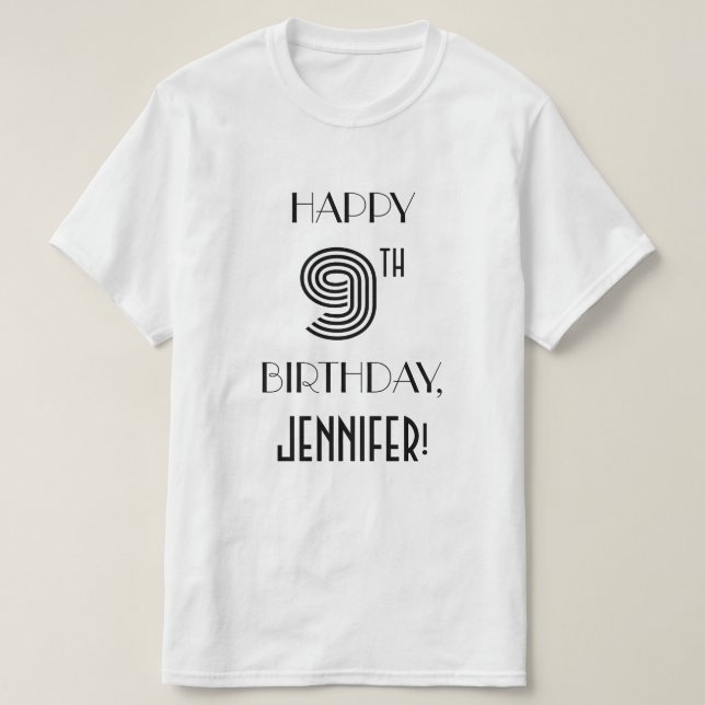 T-shirt Style Art Déco Inspiré 9e Anniversaire Chemise de  (Design devant)