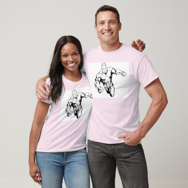 T-shirt Style comique - Lanterne verte, noir et blanc (Unisexe)