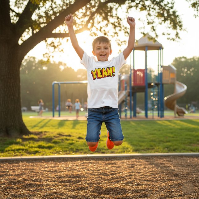 T-shirt Style comique Ouais Texte Graphique en gras Jaune (Créateur téléchargé)