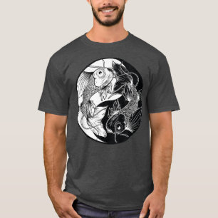 T-shirt Style d'art japonais Poisson Cerisier Yin Koi Saku