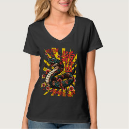 T-shirt Style de dessin animé de serpent en bois vert - No