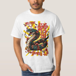 T-shirt Style de dessin animé de serpent en bois vert - No
