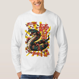 T-shirt Style de dessin animé de serpent en bois vert - No