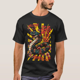 T-shirt Style de dessin animé de serpent en bois vert - No