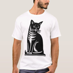 T-shirt Style de gravure sur bois de félin noble