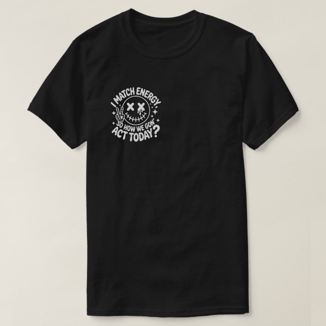 T-shirt Style de rue gras Smiley et Squelette (Design devant)